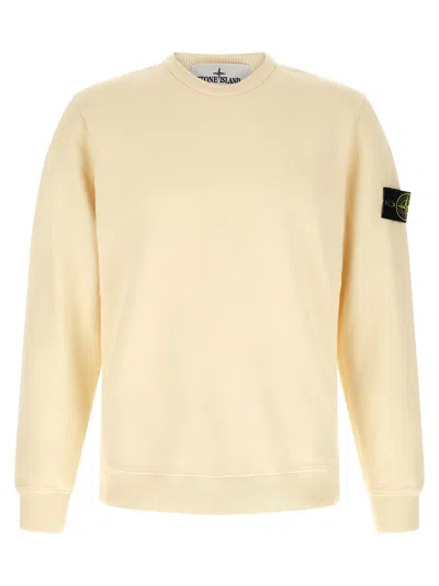 Stone Island Badge Logo Cotton Jersey Sweatshirt In Yellow