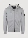 Stone Island Badge Logo Hooded Sweatshirt In Gray