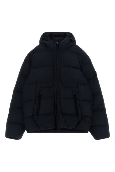 Stone Island 'badge Logo' Parka In Blue