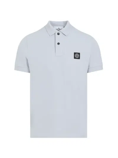 Stone Island Compass-patch Short-sleeved Polo Shirt In Blue
