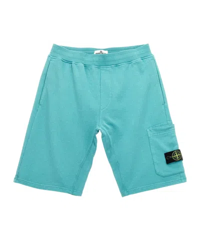Stone Island Badge Shorts In Green
