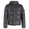 Stone Island Badged Zipped Down Jacket In Black Polyamide In Black