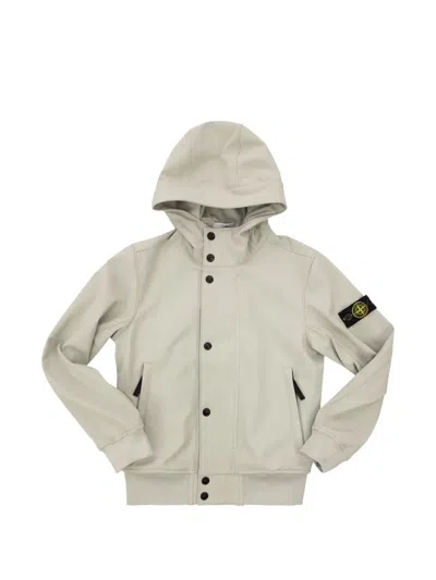 Stone Island Badge-detail Hooded Jacket In Gray