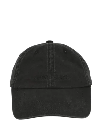 Stone Island Baseball Cap In Black