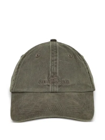 Stone Island Baseball Cap With Embroidered Logo In Green