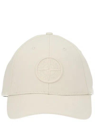 Stone Island Cap With Embroidered Compass Logo In Neutral