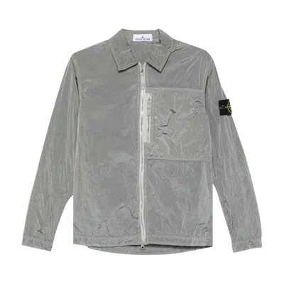Pre-owned Stone Island Basic Shirt Coat 'pearl Grey' | Men's Size S In Gray