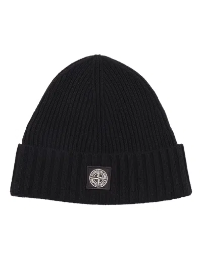 Stone Island Kids'  Beanie In Blue