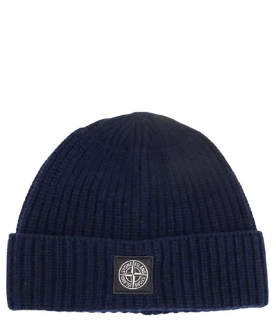 Stone Island Beanie In Blue