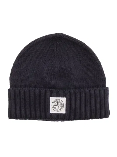 Stone Island Kids' Beanie In Blue