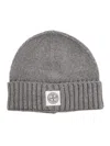 Stone Island Compass-patch Beanie In Gray