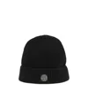 Stone Island Beanie With Compass Logo Patch In Black
