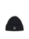 Stone Island Beanie With Compass Logo Patch In Black