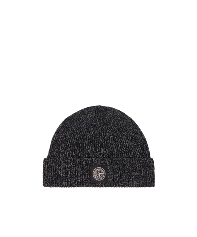 Stone Island Beanie With Reflective Coating And Compass Patch