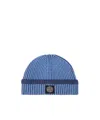 Stone Island Logo-detail Beanie Hat In Blue