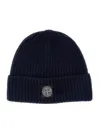 Stone Island L Beanie Hat With Logo Patch In Blue