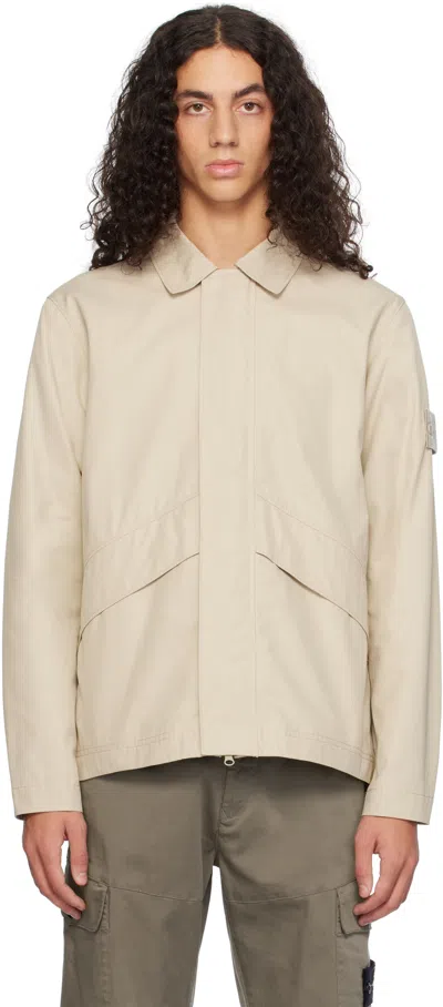 Stone Island Beige 107f1 Weatherproof Cotton Canvas Ghost Overshirt