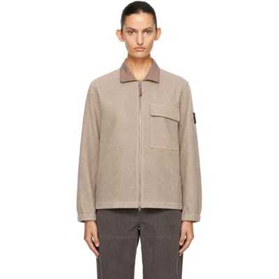 Stone Island Beige 1200033 Wool Nylon Flannel-tc Jacket In V0094 Biscuit