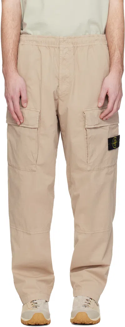 Stone Island Beige 3100020 Stretch Organic Cotton Twill Cargo Pants In Sand