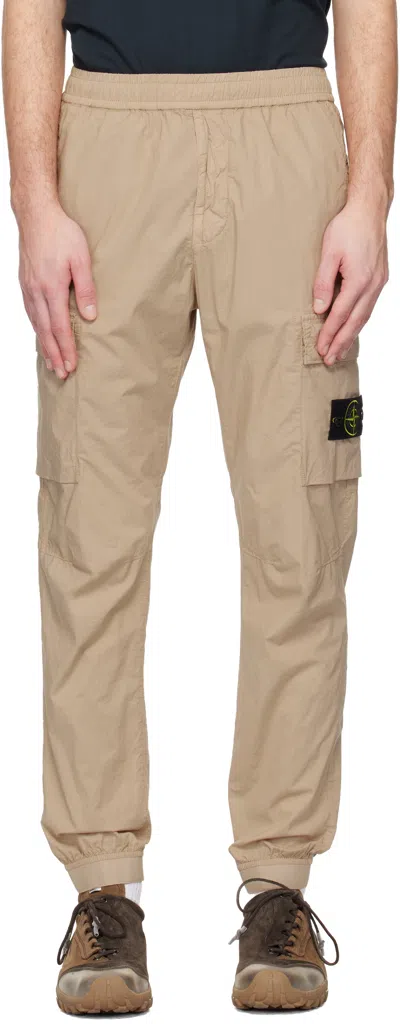 Stone Island Beige 3100031 Stretch Cotton Tela 'paracadute' Cargo Pants In Sand