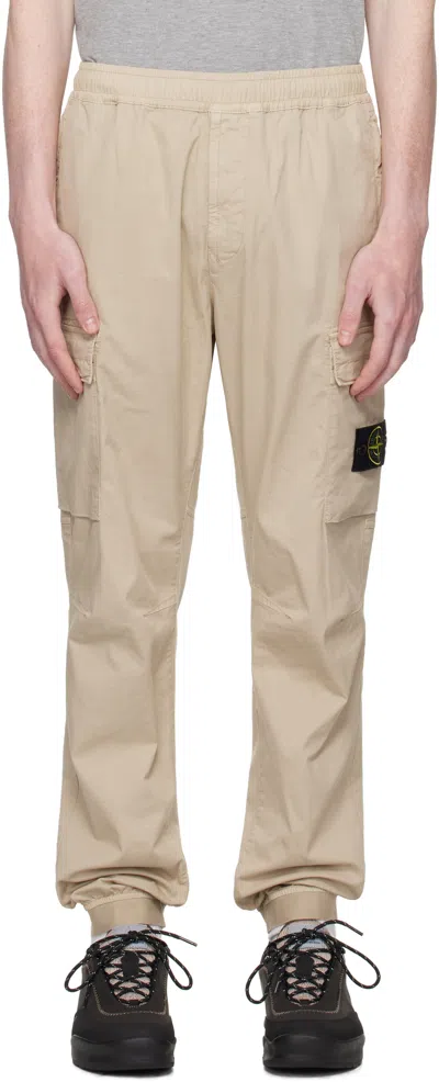 Stone Island Beige 3100031 Tela Paracadute Cargo Pants In Brown