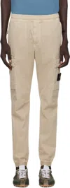 Stone Island Beige 3100033 Stretch Organic Broken Twill Cotton Cargo Pants In Gray