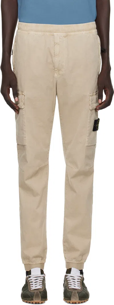 Stone Island Beige 3100033 Stretch Organic Broken Twill Cotton Cargo Pants In Gray