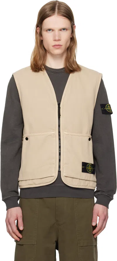 Stone Island Beige 6100007 Organic Panama Cotton 'old' Effect Vest