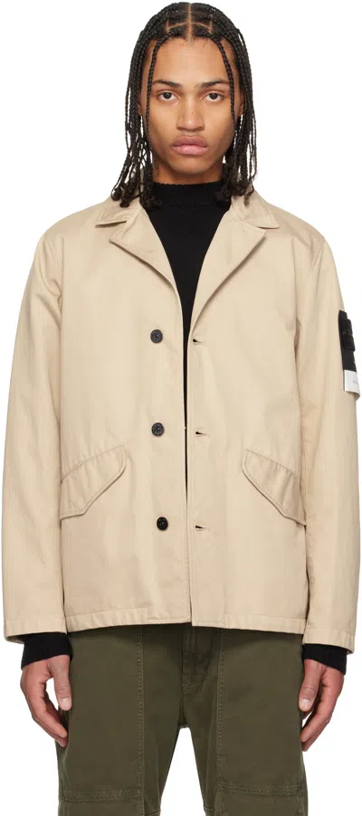 Stone Island Beige A100003 Raso Gommato 3l Blazer In V009a Desert