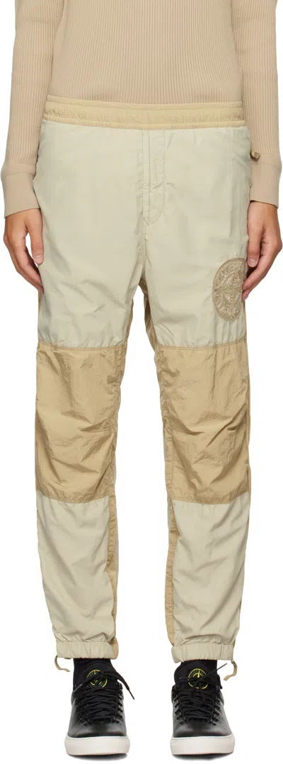Stone Island Beige Brushed Nylon Sweatpants In V0097 Plaster
