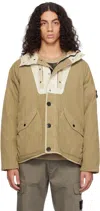 Stone Island Hooded Jacket Nylon Panama With New Silk Light Cookie In V0094 Biscuit