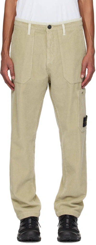 Stone Island Beige Corduroy 800 Trousers In V0097 Plaster