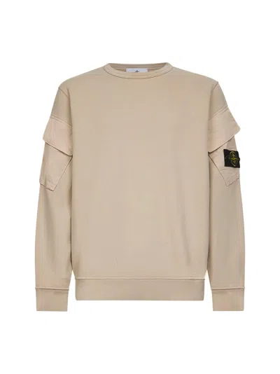 Stone Island Beige Cotton Crewneck Sweatshirt In Neutral