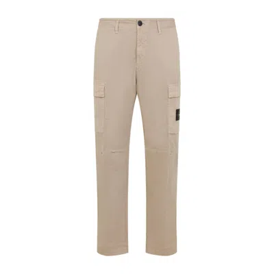 Stone Island Beige Cotton Pants In Brown