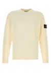 Stone Island Beige Crewneck Logo Sweater In Yellow