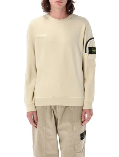 STONE ISLAND BEIGE CREWNECK SWEATSHIRT