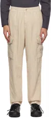 Stone Island Beige Diagonal Linen Cargo Pants In V0090 Beige