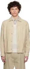 Stone Island Beige Diagonal Linen Overshirt In V0090 Beige