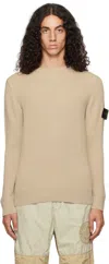 Stone Island Beige Full Rib Rws Wool Sweater In V0097 Plaster