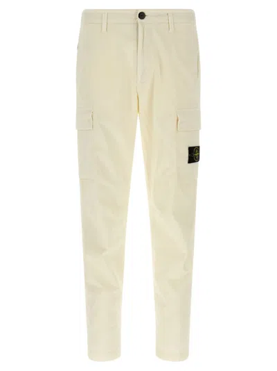 STONE ISLAND BEIGE LOGO BADGE CARGO PANTS