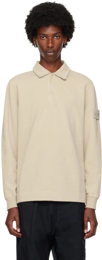Stone Island Beige Logo Patch Polo In V0090 Beige