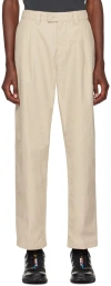 STONE ISLAND BEIGE LOGO PATCH TROUSERS