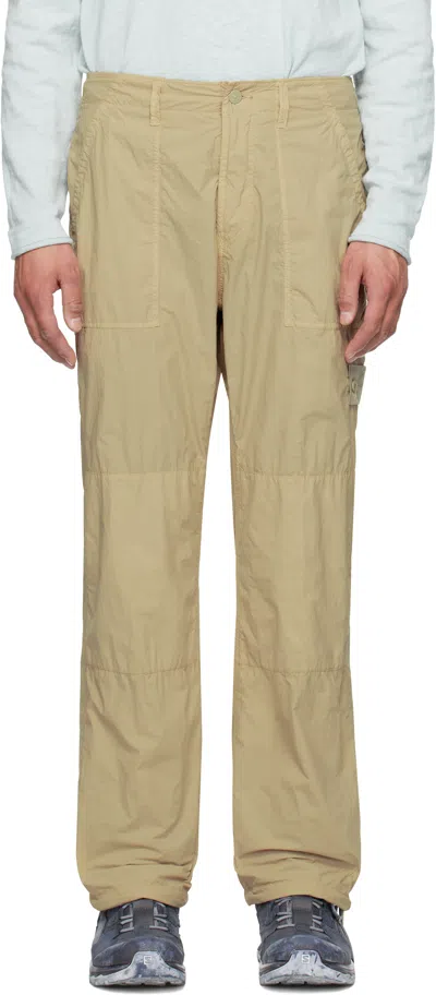 Stone Island Beige Nylon Smerigliato Ghost Trousers In V0090 Beige