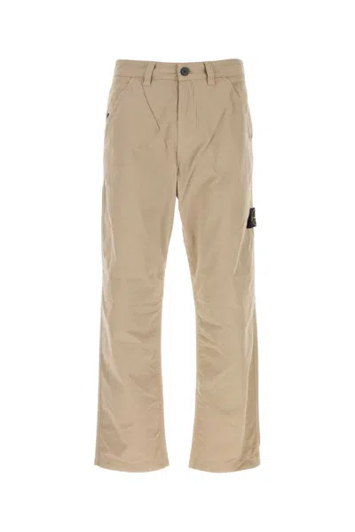 Stone Island Beige Cotton Pant In Black