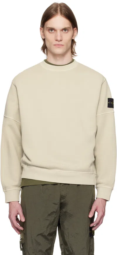 Stone Island Beige Organic Cotton Diagonal Fleece Old Effect Sweatshirt In V0195 Sand