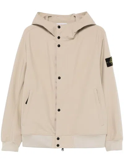 Stone Island Beige Parka With Minimalist Design And Premium Materials In White