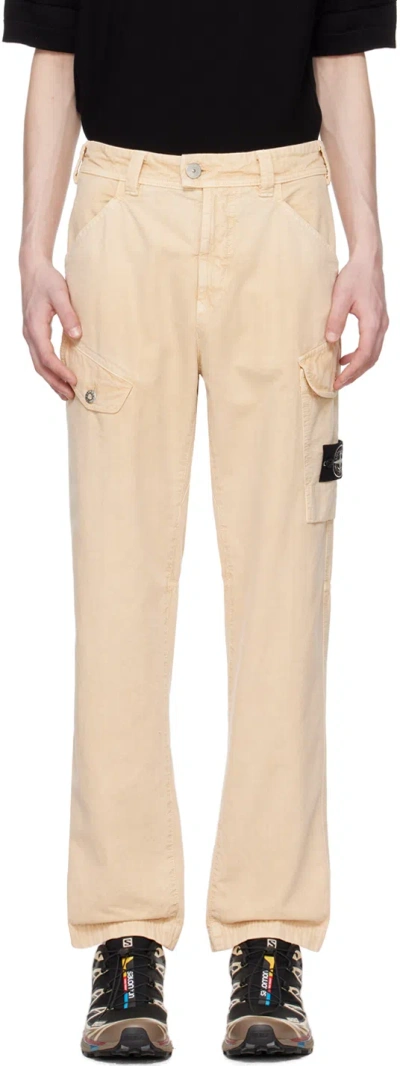 Stone Island Beige Patch Cargo Pants In V0091 Natural Beige