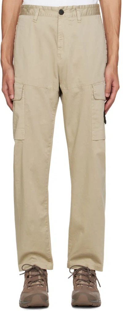 Stone Island Beige Patch Cargo Pants In V0095 Sand