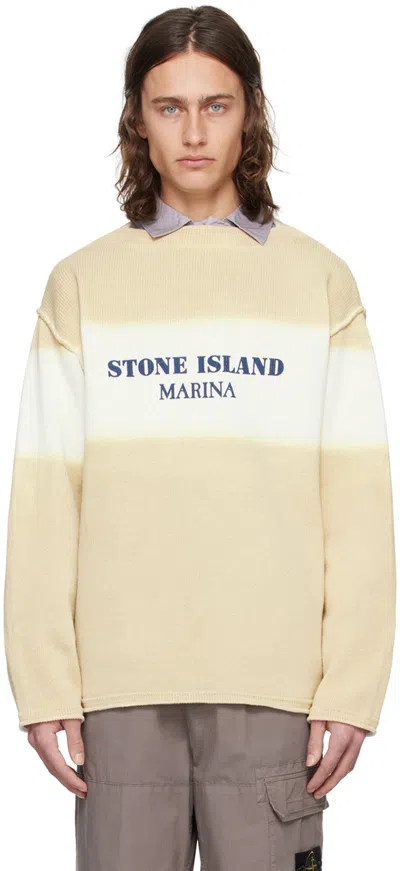 Stone Island Beige Printed Sweater In V0091 Natural Beige