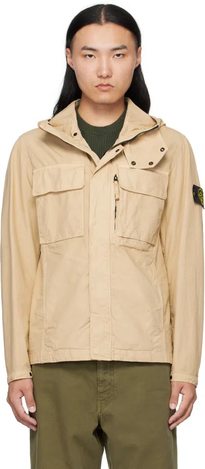 Stone Island Beige Q100012 Canvas Weave Cotton Jacket In Neutral